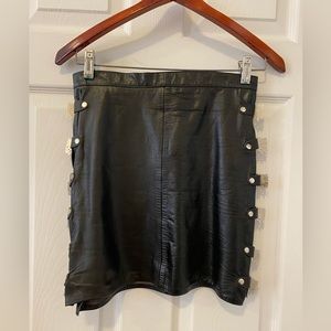 camden market leather skirt with skull detailing